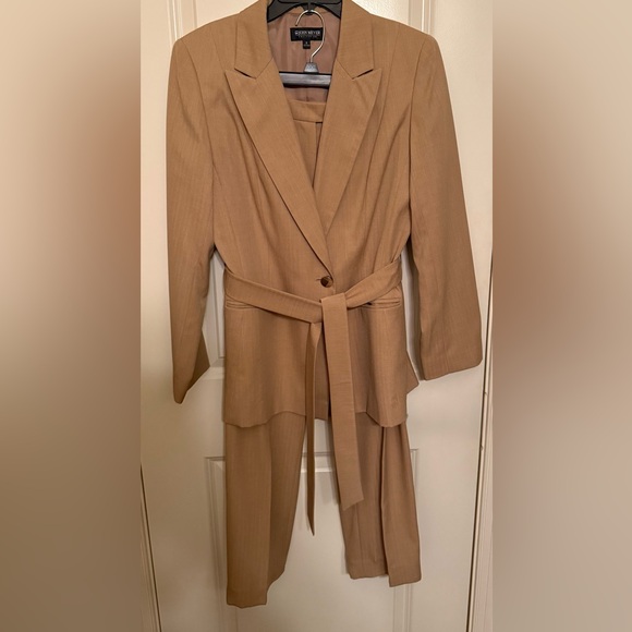 Tan Business Pantsuit Belted by John Meyer - Picture 2 of 8